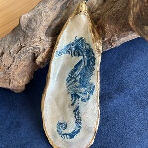 Seahorse oyster shell ornament